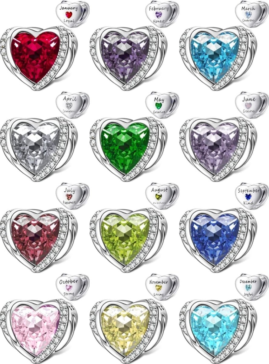 Modenzastore Heart Birthstone Charms