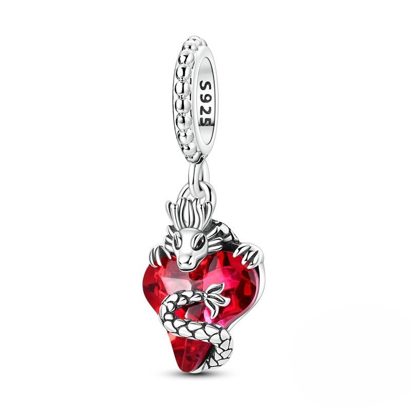 Modenzastore Red Dragon Heart Dangle Charm
