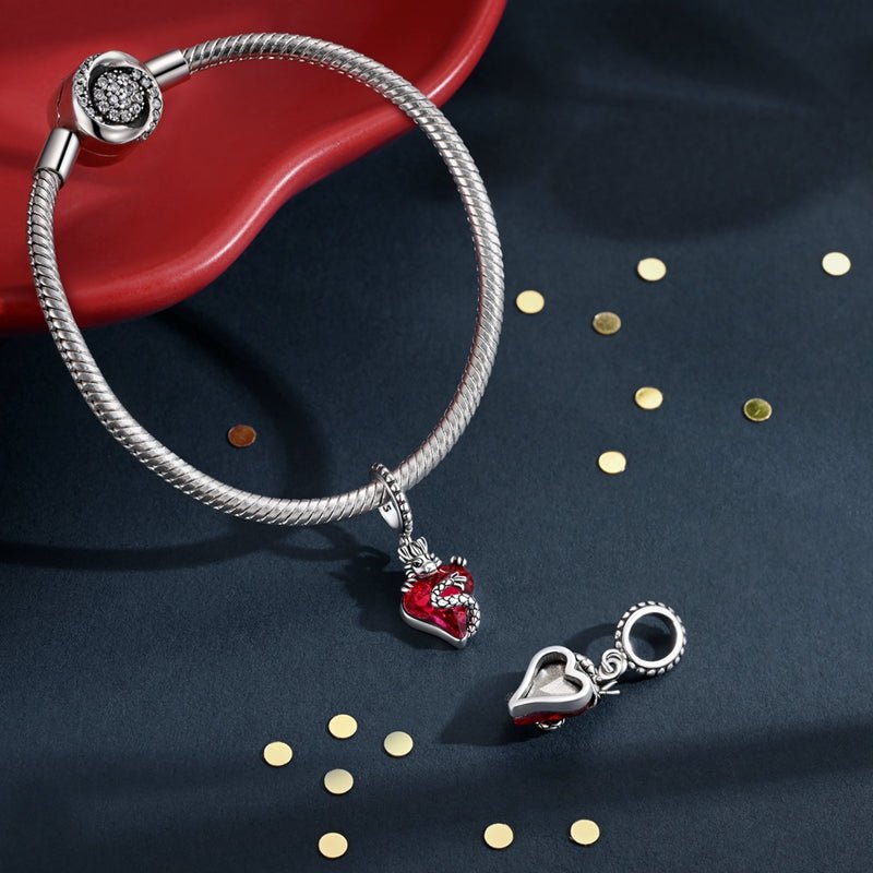 Modenzastore Red Dragon Heart Dangle Charm